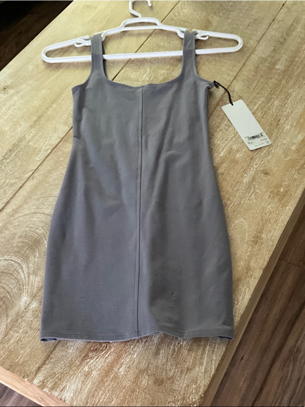 ALO Yoga Slate Gray Square Neck Bodycon Slip - Picture 2 of 6
